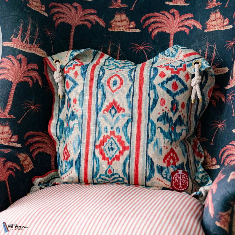 Mediterraneo Ikat Kissen in White & Indigo von Mind the Gap