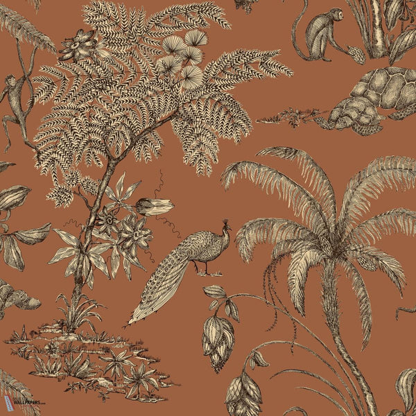 Moa wallpaper-Sandberg-Terracotta-Roll-Selected Wallpapers-Interiors