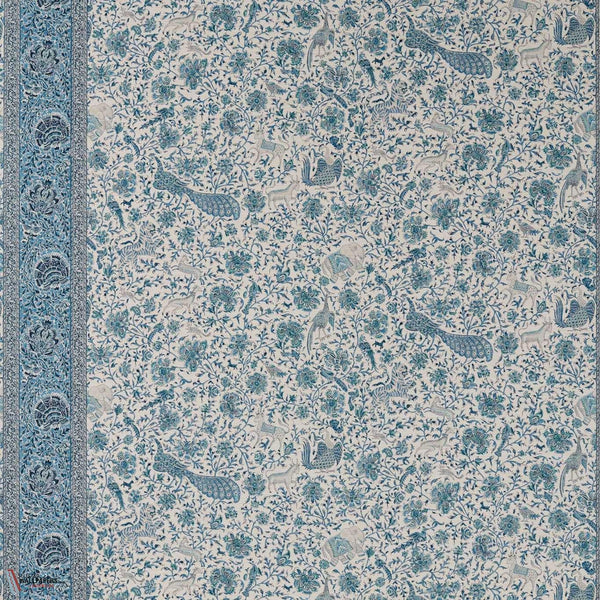 Mughal Menagerie Textile behang-Zoffany-Mazarine blue-Meter-Selected Wallpapers-Interiors