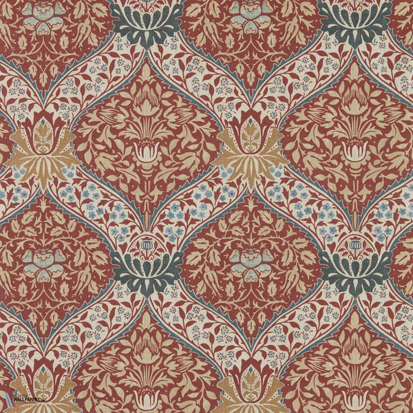 Norbury behang-Morris & Co-Slate/Madder-Rol-Selected Wallpapers-Interiors