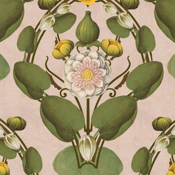 Nymphaea wallpaper-Mind the Gap-Light Pink-300 cm (standaard)-Selected-Wallpapers-Interiors