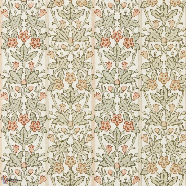 Oak & Blossom wallpaper-Morris & Co-Chestnut/Primrose-Roll-Selected Wallpapers-Interiors