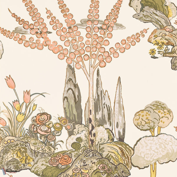 Orleans behang-Thibaut-Apricot and ginger-Rol-Selected Wallpapers-Interiors