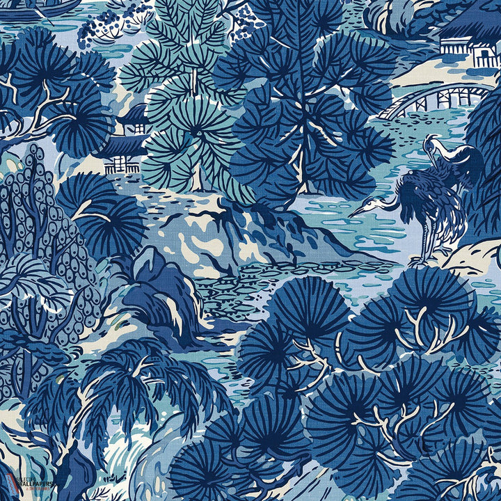 Pagoda Trees-Thibaut-Blues-Rol-Selected-Wallpapers-Interiors