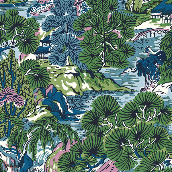 Pagoda Trees-Thibaut-Lavender and Blue-Roll-Selected-Wallpapers-Interiors