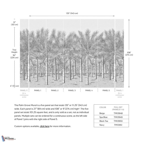 Palm Grove Mural-Behang-Thibaut-Selected Wallpapers