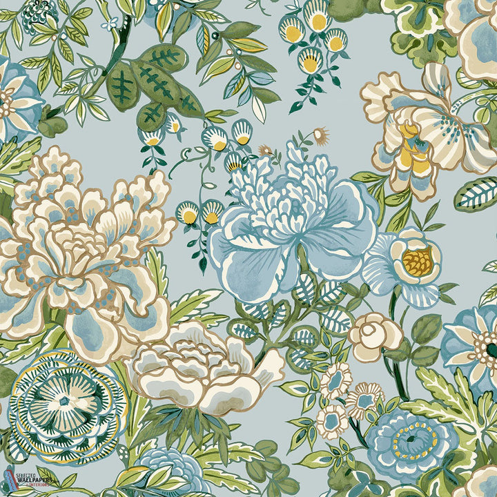 Peony Garden-Thibaut-Spa Blue-Rol-Selected-Wallpapers-Interiors
