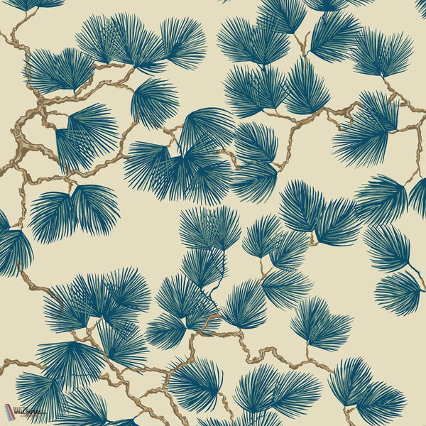 Pine wallpaper-Sandberg-Blue-Roll-Selected Wallpapers-Interiors