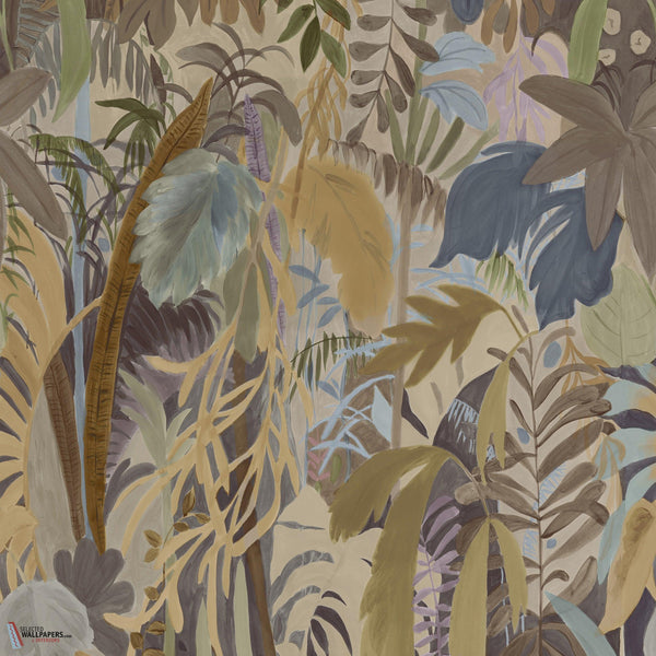 Rainforest mural wallpaper-Thibaut-Neutral on metallic-Set-Selected Wallpapers-Interiors