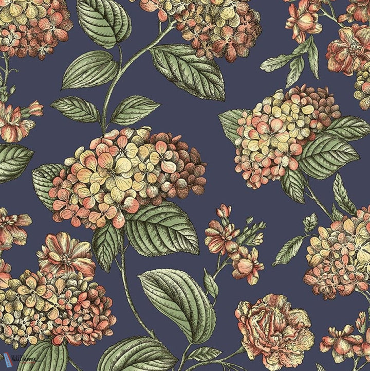 Ramo di Ortensia-behang-Tapete-Cole & Son-Coral on Dark Blue-Rol-123/8040-Selected Wallpapers