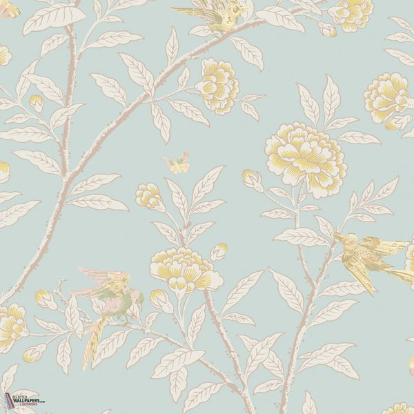 Roseberry & Birds behang-Cole & Son-Powder Blue-Rol-Selected Wallpapers-Interiors