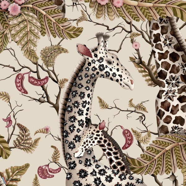 Royal Giraffe wallpaper-Cole & Son-Stone & Mulberry-Roll-Selected Wallpapers-Interiors