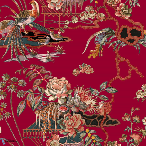 Sacred Pheasants-Coordonne-wallpaper-Ruby-Non Woven-Selected-Wallpapers-Interiors