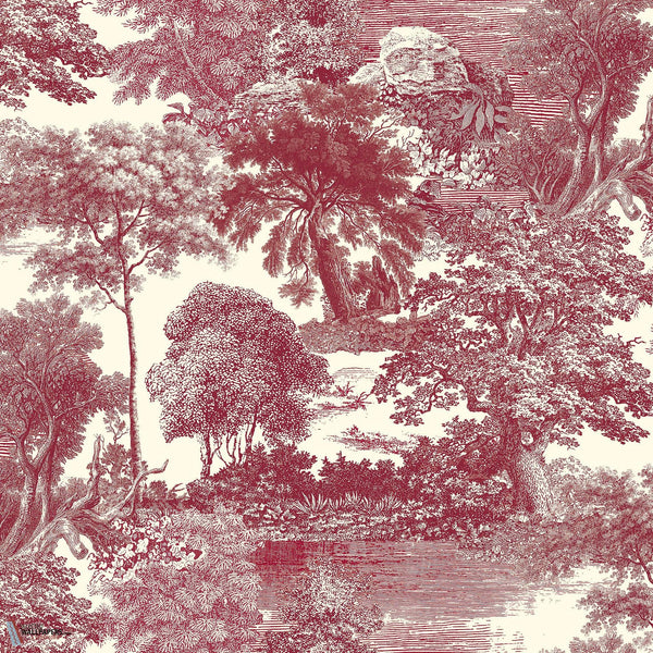 Salcey Forest wallpaper-Masureel-Burgundy-Paneel A-Selected-Wallpapers-Interiors