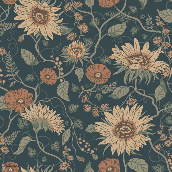 Solveig wallpaper-Sandberg-Midnight Blue-Roll-Selected Wallpapers-Interiors