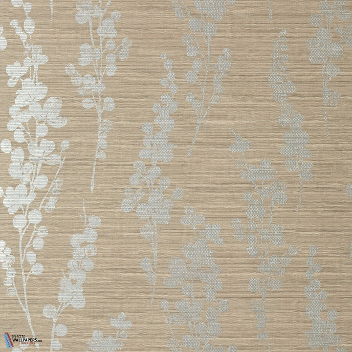 Spring Blooms-Thibaut-wallpaper-behang-Tapete-wallpaper-Metallic Silver on Taupe-Rol-Selected Wallpapers