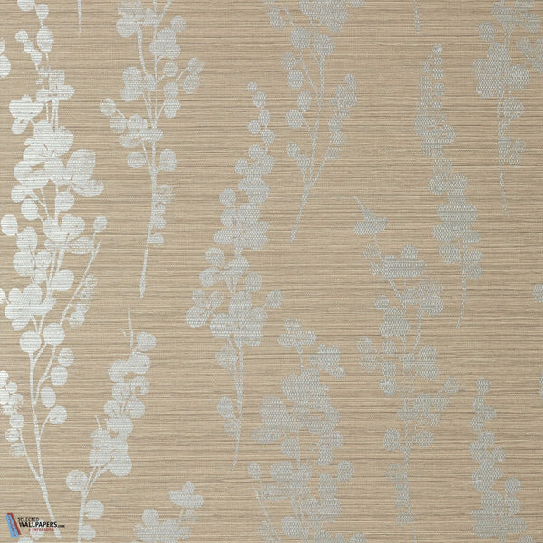 Spring Blooms-Thibaut-Tapete-Metallic Silver on Taupe-Rolle-Selected Wallpapers