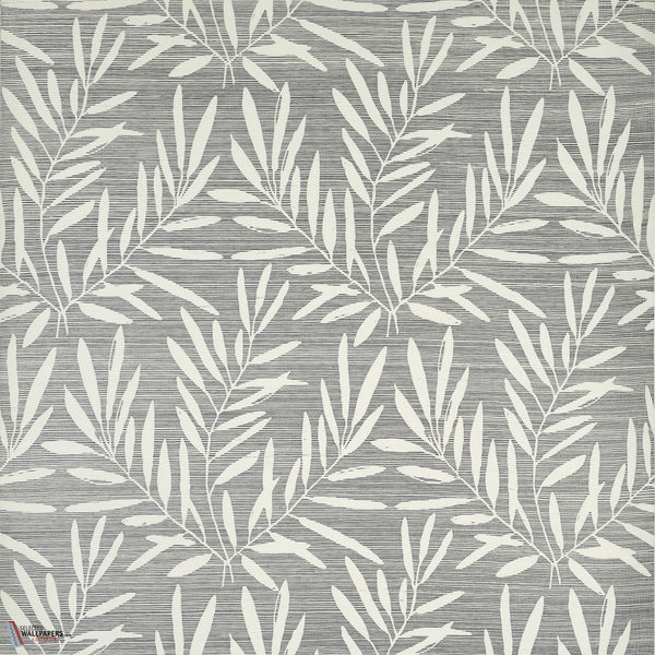 Summer leaves wallpaper-Thibaut-Charcoal-Roll-Selected Wallpapers-Interiors