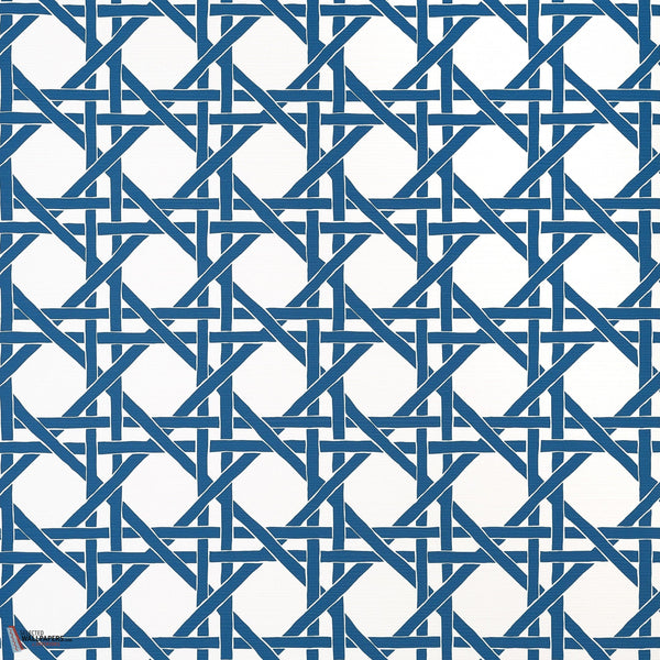 Canary trellis Tapete-Thibaut-Navy-Rolle-Selected Wallpapers-Interiors