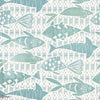Batik fish wallpaper-Thibaut-Spa blue-Roll-Selected Wallpapers-Interiors