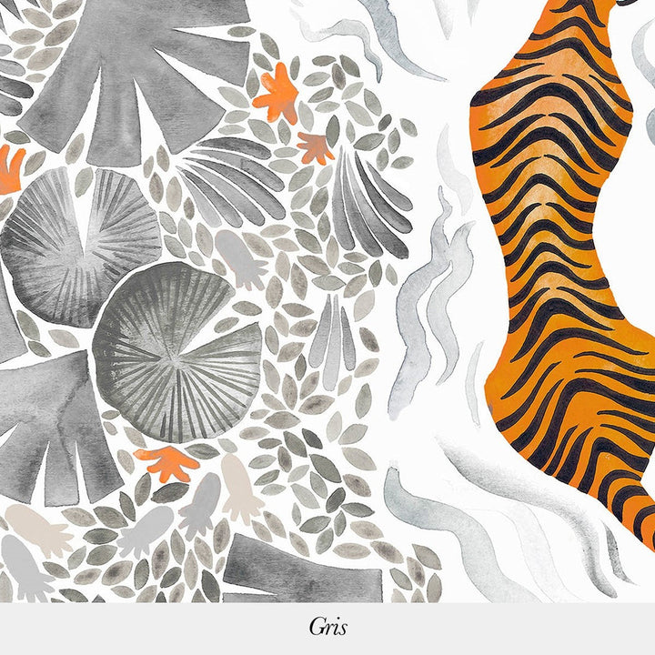 Tigers-Isidore Leroy-wallpaper-behang-Tapete-wallpaper-Grey-Non Woven-Selected Wallpapers