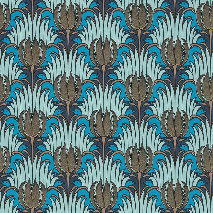 Tulip and Bird-behang-tapete-wallpaper-Morris & Co-Opal & Seafoam-Rol-Selected-Wallpapers-Interiors