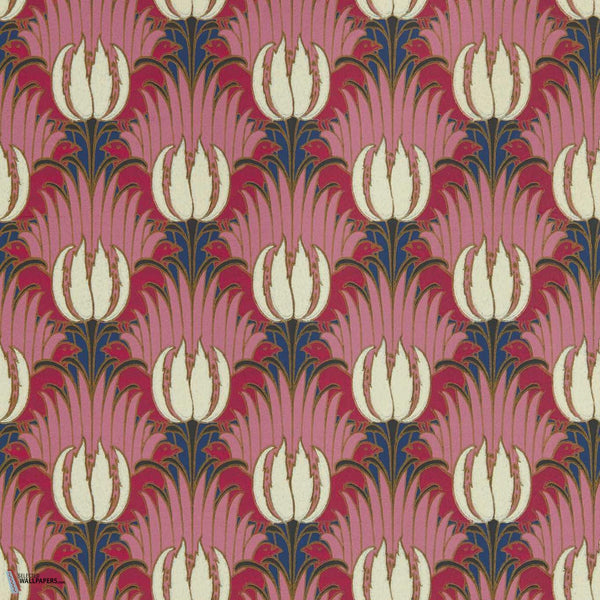 Tulip and Bird-behang-Morris & Co-Amaranth & Blush-Rol-Selected-Wallpapers-Interiors