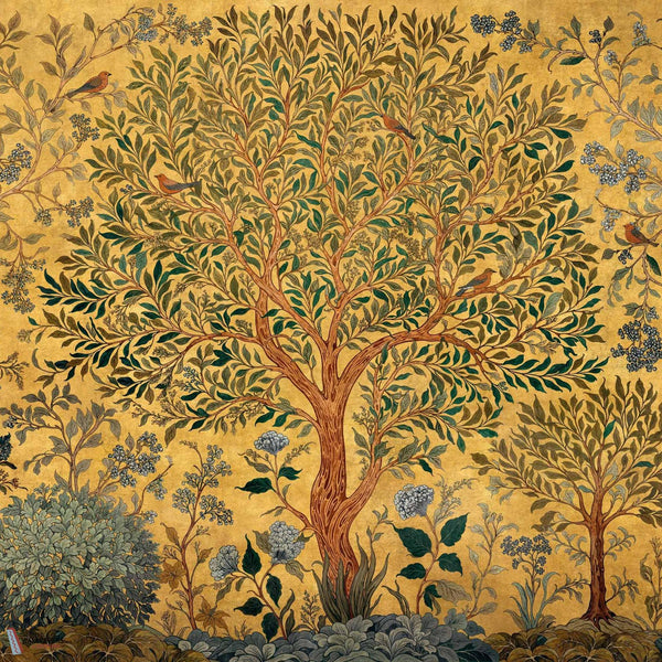 Varanasi Tree wallpaper-Coordonné-Mustard-Non Woven-M2-Selected Wallpapers-Interiors