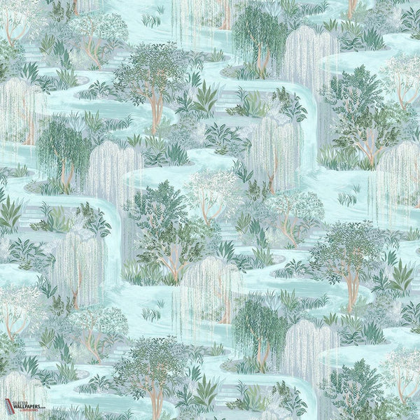 Water Garden behang-Les Dominotiers-Pale blue-Non Woven 70 cm-M2-Selected Wallpapers-Interiors