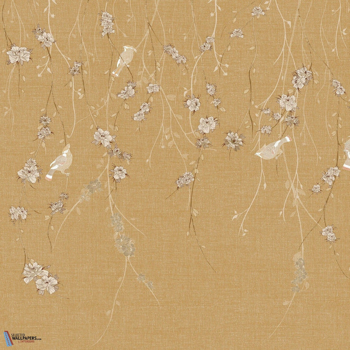 Waxwing-Tecnografica-wallpaper-behang-Tapete-wallpaper-Mustard-Fabric Vinyl-Selected Wallpapers