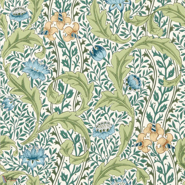 Wild Tulip & Vine wallpaper-Morris & Co-Nettle/Woad-Roll-Selected Wallpapers-Interiors