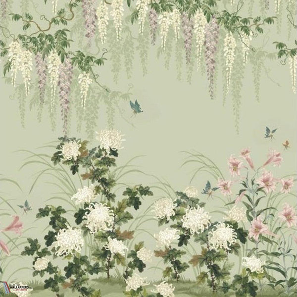 Wisteria Bloom wallpaper-1838 wallcoverings-Pistachio-Set-Selected Wallpapers-Interiors