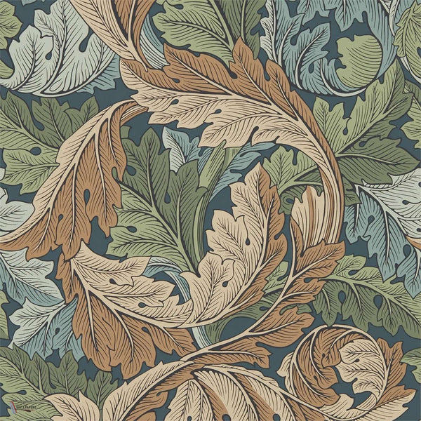 Acanthus wallpaper in Slate Blue/Thyme van Morris & Co