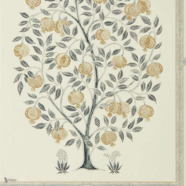 Anaar Tree behang in Charchoal/Gold van Sanderson
