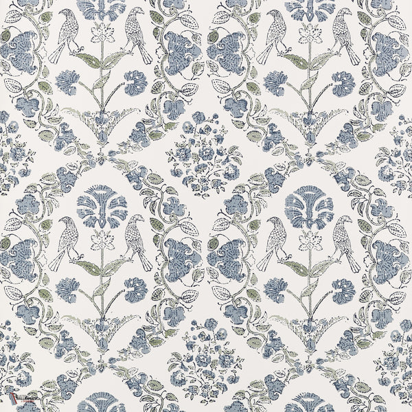 Paloma wallpaper in Blue and Green by Anna French