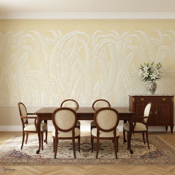 Art Deco Fern wallpaper by Iksel — styled in a classic interior