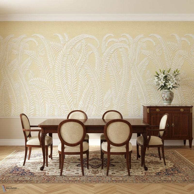 Art Deco Fern carta da parati di Iksel — sfeerbeeld in een klassiek interieur