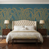 Art Deco Golden Fern wallpaper by Iksel — styled in a classic interior