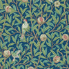 Bird & Pomegranate wallpaper in Blue/Sage van Morris & Co