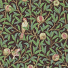 Bird & Pomegranate wallpaper in Charcoal/Sage van Morris & Co