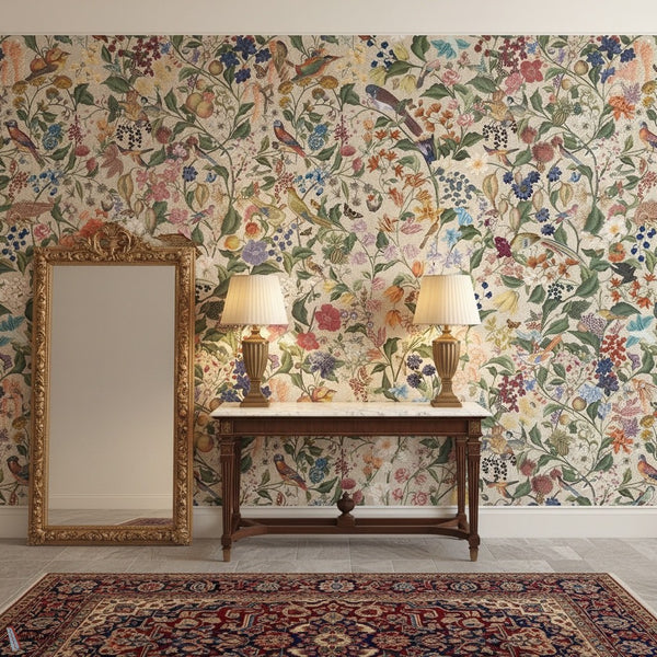 Blooming Fantasy behang van Iksel — sfeerbeeld in een klassiek interieur