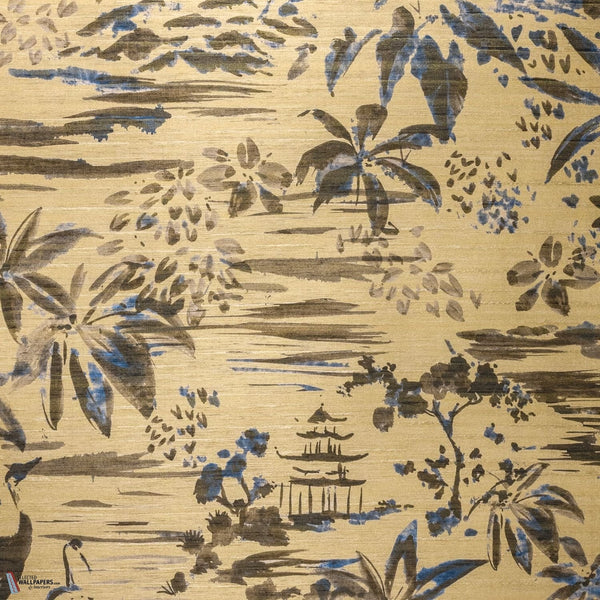 Midori behang in Sable Doré Bleu Electrique van Casamance
