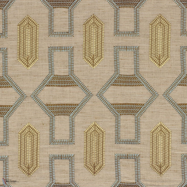 TALI wallpaper in Bleu Glacier / Jaune Beurre van Casamance