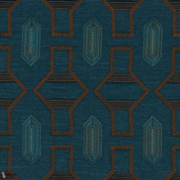 TALI wallpaper in Cognac / Bleu Sarcelle van Casamance