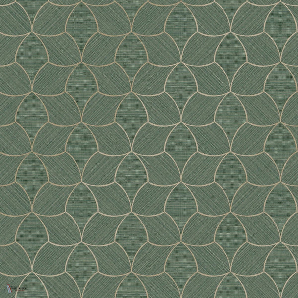 Tressana papier peint en Celadon/Dore de Casamance