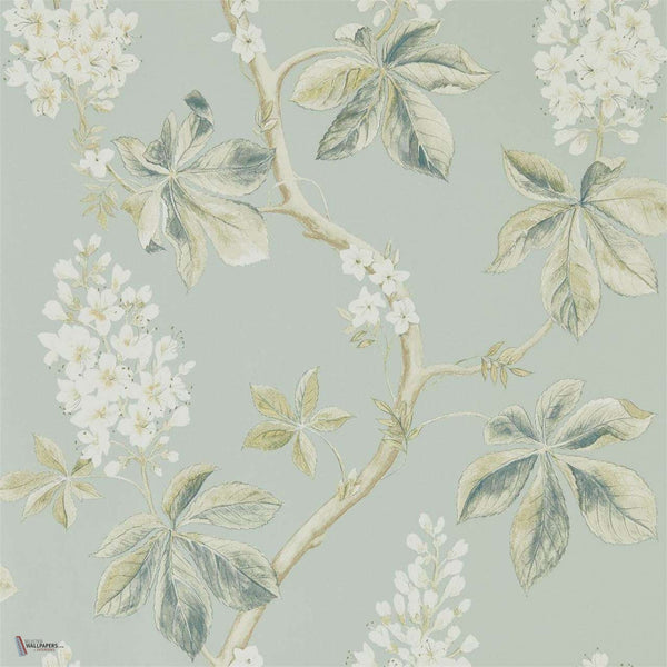 Chestnut Tree wallpaper in Blue/Sage van Sanderson