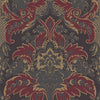 Aldwych behang in Metallic Gilver & Crimson on Charcoal van Cole & Son