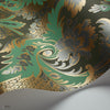 Aldwych behang in Metallic Gold & Viridian on Dark Viridian van Cole & Son