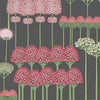 Allium behang in Coral & Leaf Green on Charcoal van Cole & Son