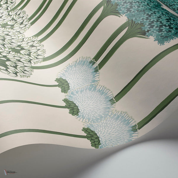 Allium behang in Teal & Jade on Chalk van Cole & Son